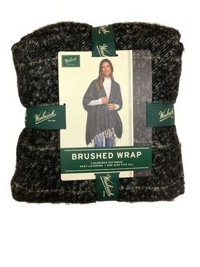 Woolrich Brushed Wrap - Charcoal Gray Plaid